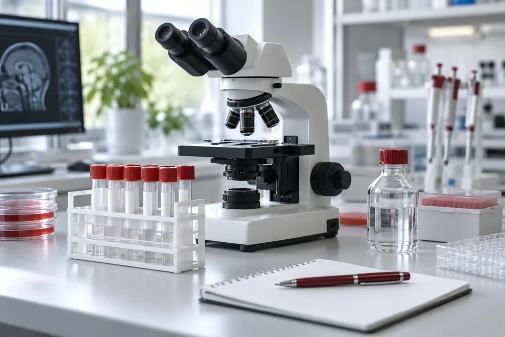 Microscopio e strumenti di laboratorio: immagine illustrativa