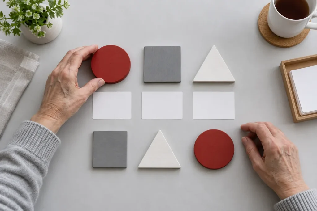 Forme geometriche e cartoncini per attività da tavolo